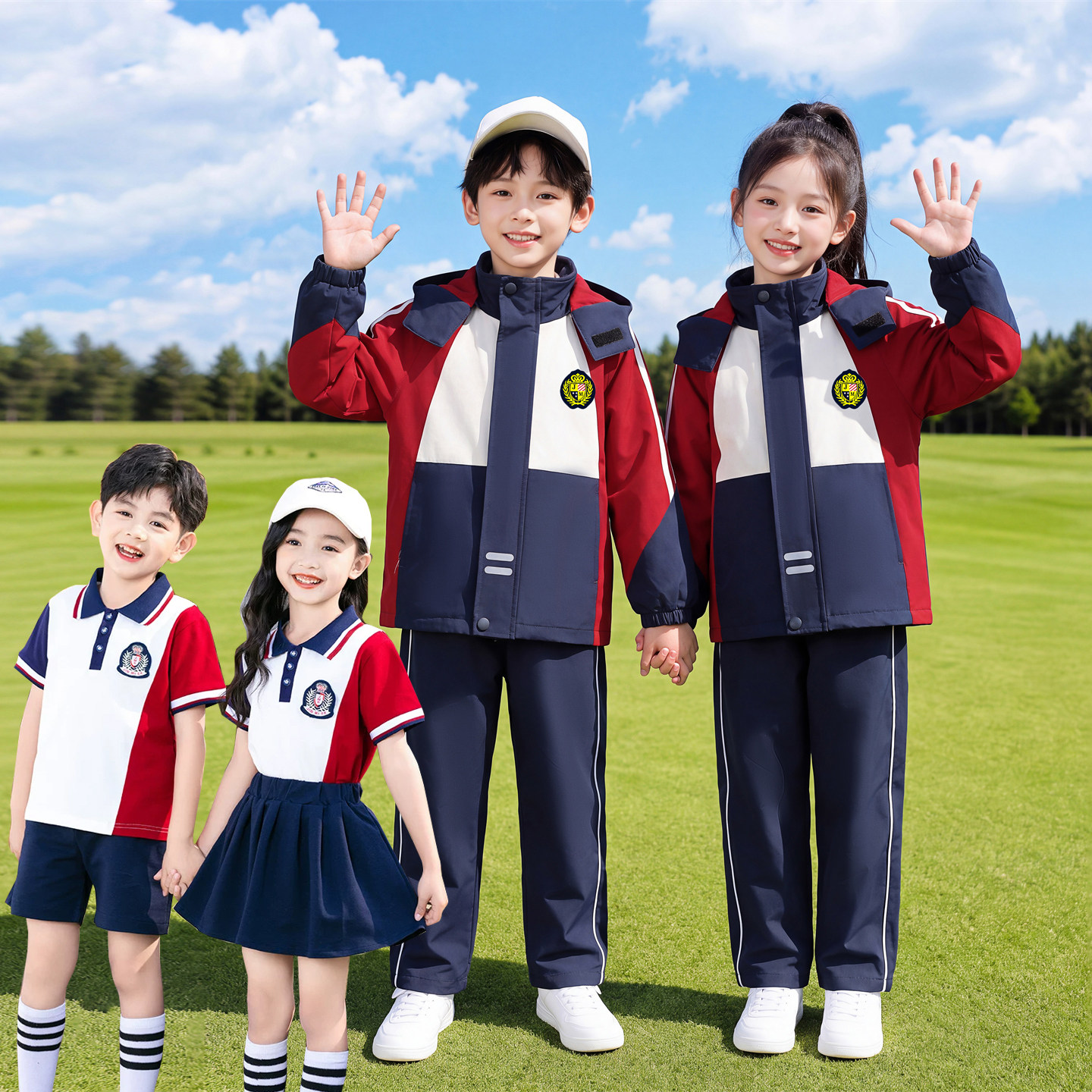 小学生校服三件套春秋儿童班服一年级运动会冬装幼儿园园服冲锋衣