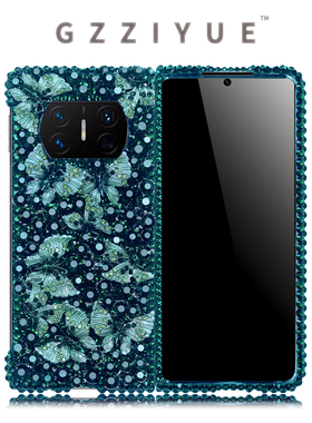 BQ适用于OPPO findN5原创定制绿色流苏水钻手机壳满钻蝴蝶重工