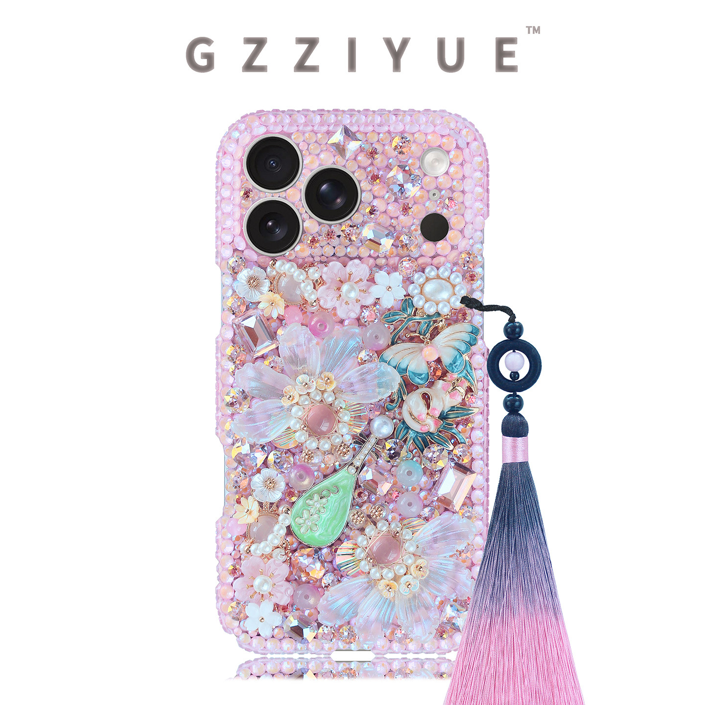 CN适用苹果iPhone17/16/15promax创意粉色镶钻花朵手机壳定制水钻,个性定制/设计服务/DIY,手机壳/保护套定制,淘宝优惠券,粉丝福利购,淘宝优惠卷