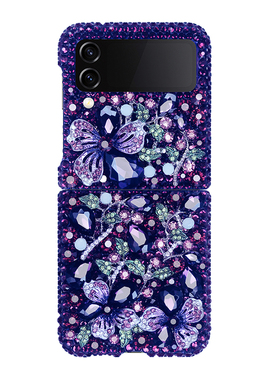 HP 适用于三星Zflip4紫罗兰水晶钻壳Zflip3创意紫色满钻手机壳女