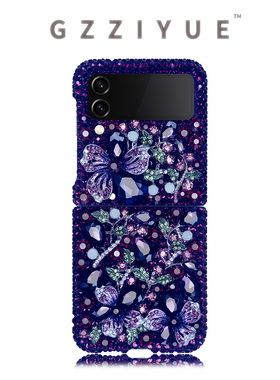 HP 适用于三星Zflip4紫罗兰水晶钻壳Zflip3创意紫色满钻手机壳女