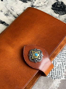 纯手工制作真皮记事本复古日落黄色A6简约日记本植鞣革牛皮手账本