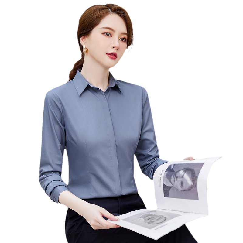 女长袖衬衫弹力大码衬衣
