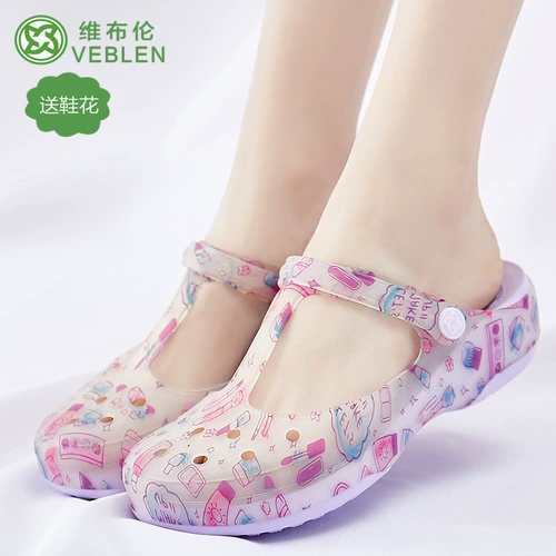 Tide, тапочки в стиле Crocs, нескользящая пляжная обувь на платформе, мюли для школьников и студентов, в корейском стиле, подходят для носки на улице, закрытый носок