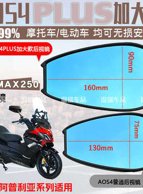 适用于宗申阿普利亚SRMAX250AOS4PLUS后视镜白玻璃祖国反光镜蓝光
