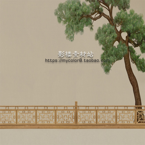 全家福 影楼婚纱摄影背景 古典国风中式春节喜庆素材大图24-045