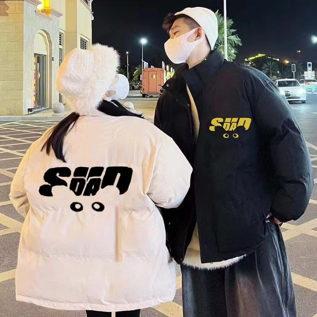 美式潮牌字母猫印花棉服外套男女冬季爆款宽松高级感保暖棉袄棉衣