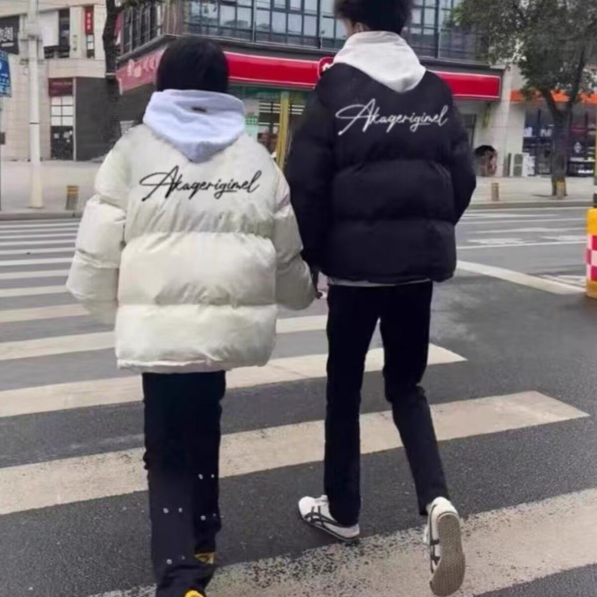 字母印花立领棉服棉袄男女生冬季加厚保暖宽松面包服外套情侣棉衣