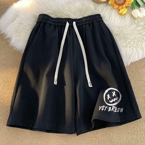 美式高街hiphop潮牌小恶魔笑脸休闲短裤男生夏季篮球运动五分裤子