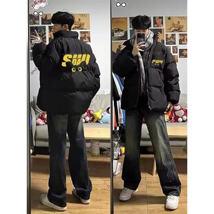 加厚宽松高级感保暖棉衣棉袄 冬季 美式 潮牌字母印花棉服外套男女款