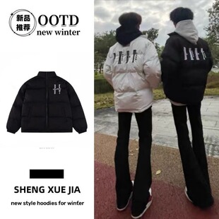 美式复古高街立领拉链棉服外套男冬季新款加厚保暖棉袄面包服ins