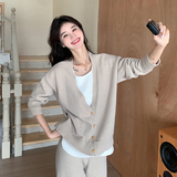 假两件套针织开衫运动套装女2024春秋新款慵懒风时尚阔腿裤两件套，女装套装/套裙，2C200