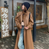 咖色美拉德复古长款皮衣外套女春秋2205新款巨好看流行爆款PU大衣，女装皮衣，2C200