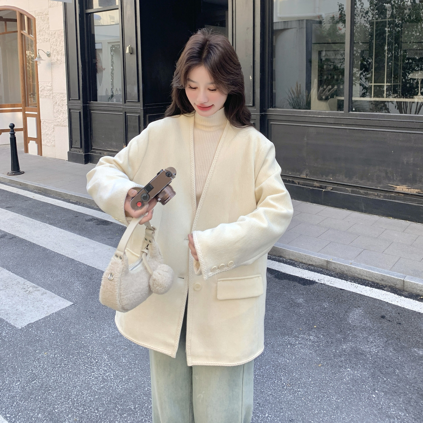 【新款】出货2C200-2557-P265-K428-气质90白鸭绒内胆西装外套,女装西装,2C200