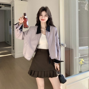 【 出货】新款撞色超软小短款皮衣2C200-2610-P175-K288图片