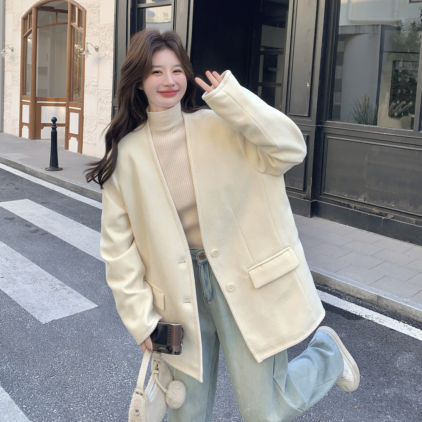 【】出货2C200-2557-P265-K428-气质90白鸭绒内胆西装外套，女装西装，2C200