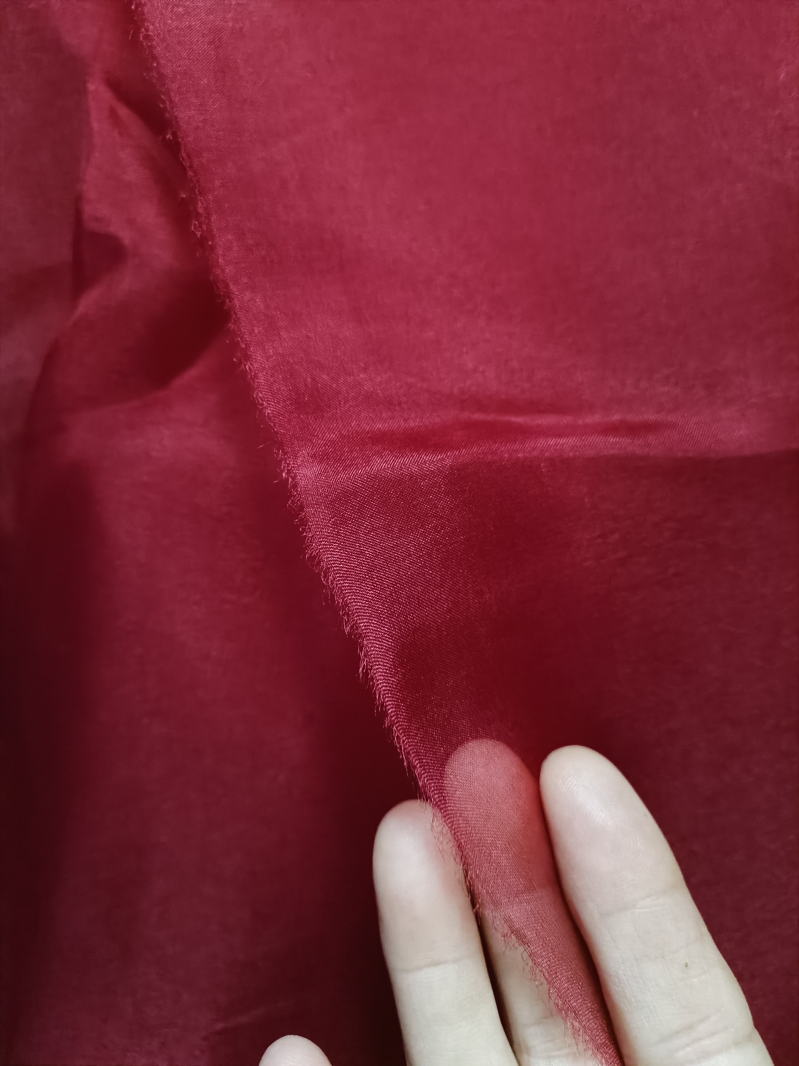 桑蚕丝绸红色真丝绡欧根纱汉服裙子披肩舞台制衣服装面布料宽1.35