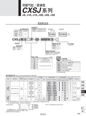 SMC双轴气缸CXSL32-185-200-205-210-215-220-225-230-235-240M-S
