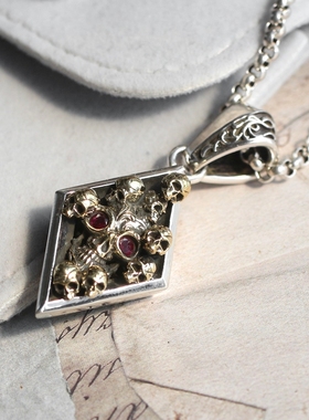 MS925纯银骷髅头百搭复古吊坠