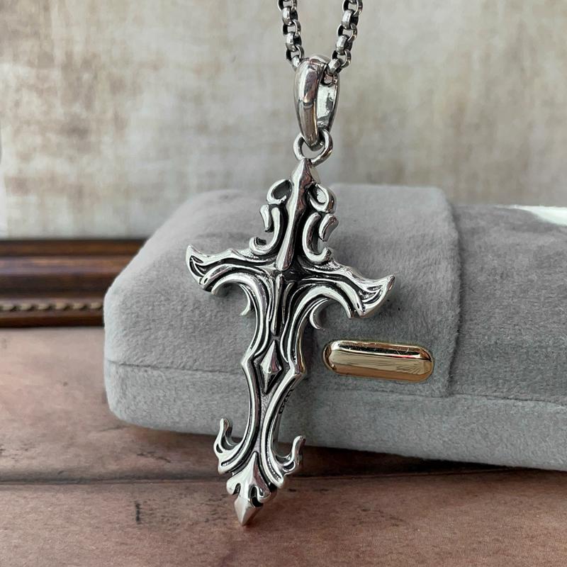 925银十字架吊坠男女复古款
