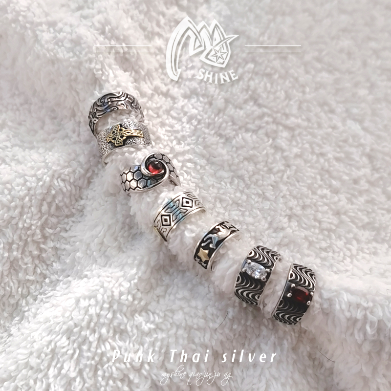 myshine925纯银耳夹系列男女款十字复古潮流耳钉小众朋克进口耳饰