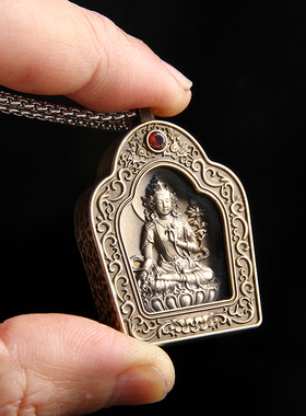 三味佛缘纯铜精雕刻挂坠嘎乌盒