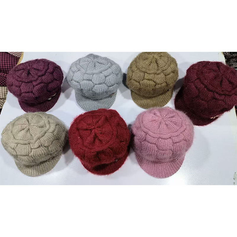 2025今年新款女双层加绒加厚保暖有帽檐中老年人妈妈婆婆针织线帽