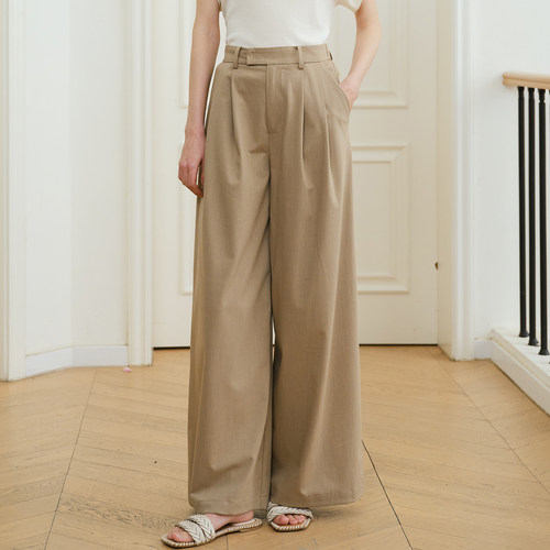 MELLOW SENSE 羊毛老钱复古百搭舒适双褶空气垂感西装阔腿裤