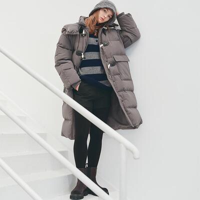 牛角扣长款羽绒服MELLOW连帽