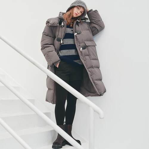 牛角扣长款羽绒服MELLOW连帽