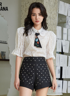 MIKIBANA米可芭娜娃娃领雪纺衫白衬衫上衣女2023年新款M22WS1032