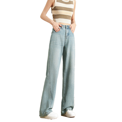 MIKIBANA复古直筒宽松牛仔裤女2024新款显高显瘦拖地裤J41JP3260