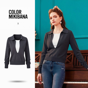 【直播专享】MIKIBANA春季新款假两件针织衫J61TC1889