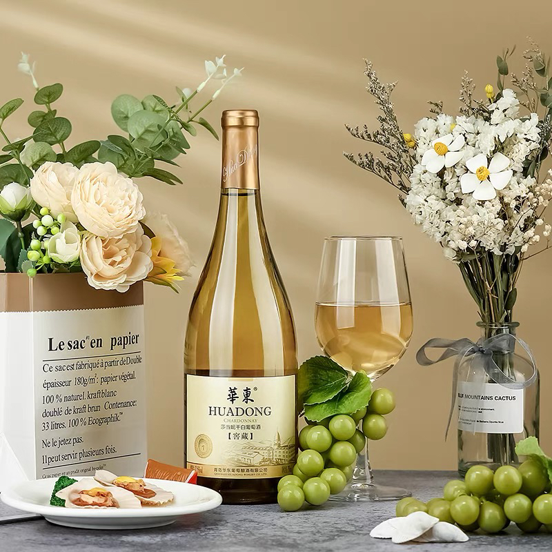 青岛华东葡萄酒窖藏7莎当妮干白葡萄酒750mlX1瓶含木盒