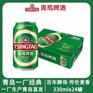 正品 青岛啤酒一厂经典 醇正口感冰爽日期新鲜 24罐整箱装 330ml