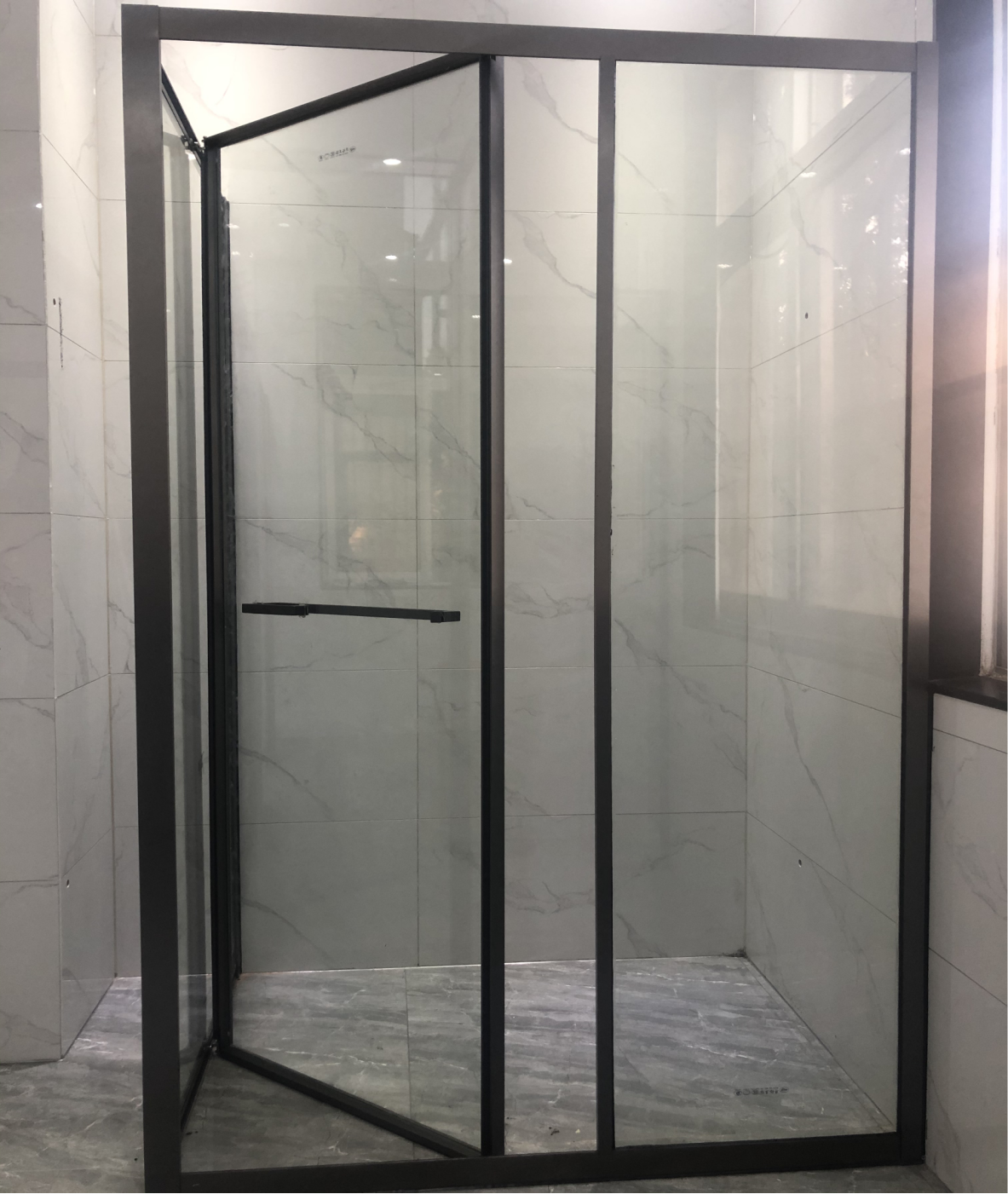 定制不锈钢化玻璃侧移门滑门直角干湿分离隔断淋浴房简易洗澡浴屏