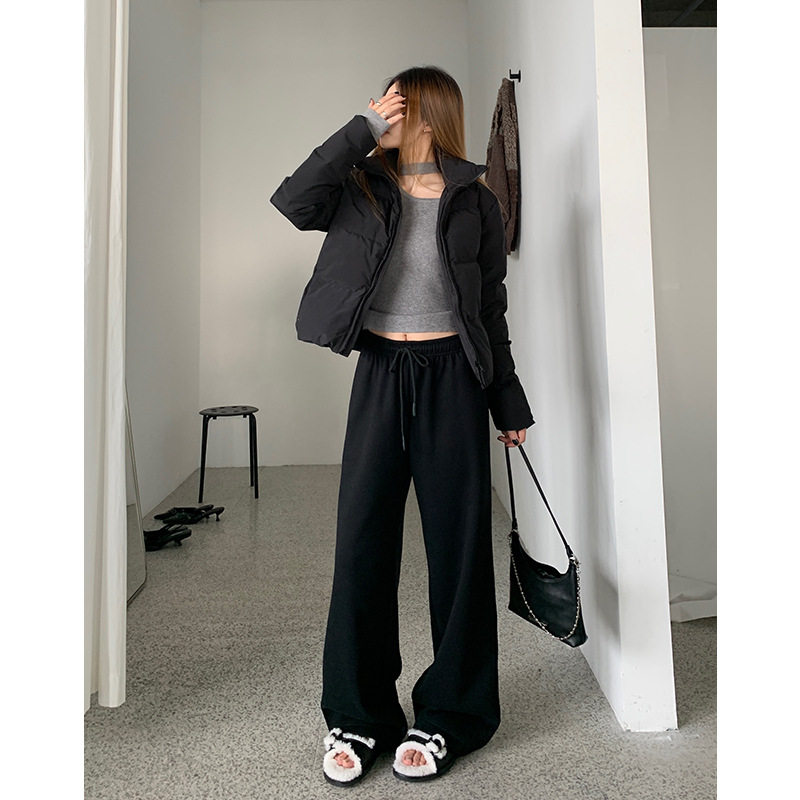 EAL慵懒风直筒加绒卫裤女2025春冬堆叠感宽松遮胯显瘦休闲阔腿裤,女装/女士精品,卫裤,淘宝优惠券,粉丝福利购,淘宝优惠卷