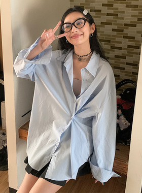 EAL韩版侧边扣设计感莱赛尔薄款衬衫女2025春夏宽松休闲百搭衬衣