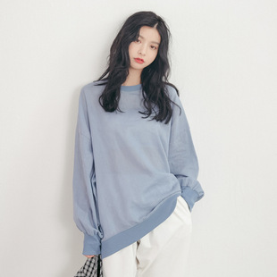 宽松透视女士长袖 EAL羽迹2025春季 小圆领韩版 女装 上衣F71 新款