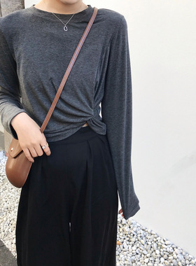 EAL羽迹2025楠涛春季新款韩版女士长袖T恤女打底衫上衣女装F95