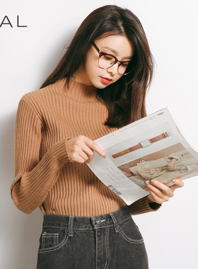 EAL羽迹秋毛衣韩版女内搭纯色针织衫半高领修身加厚打底衫M116