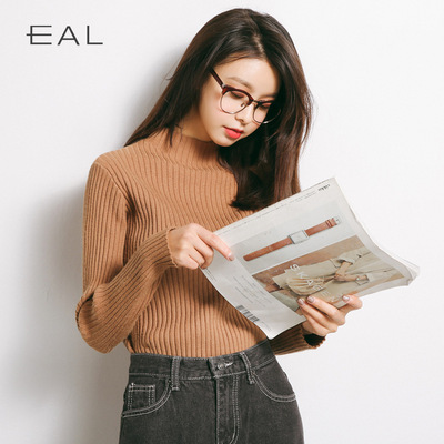 EAL羽迹秋毛衣韩版女内搭纯色针织衫半高领修身加厚打底衫M116