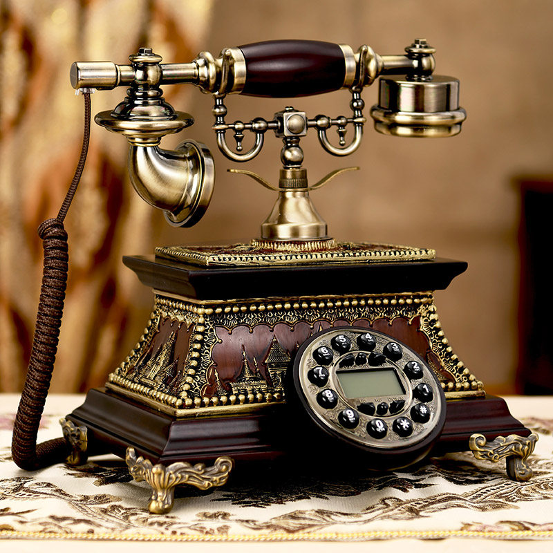 慕予臻欧式复古实木家用座机老式仿古电话机客厅无线插卡电话机
