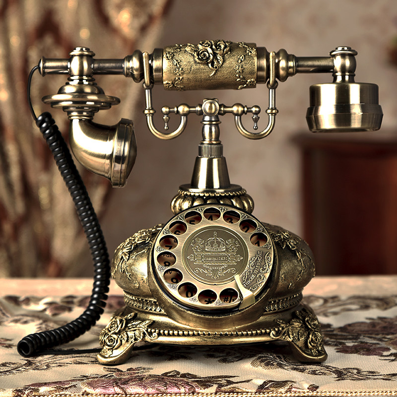 慕予臻创意旋转电话机仿古欧式老式复古家用座机办公古董电话插卡