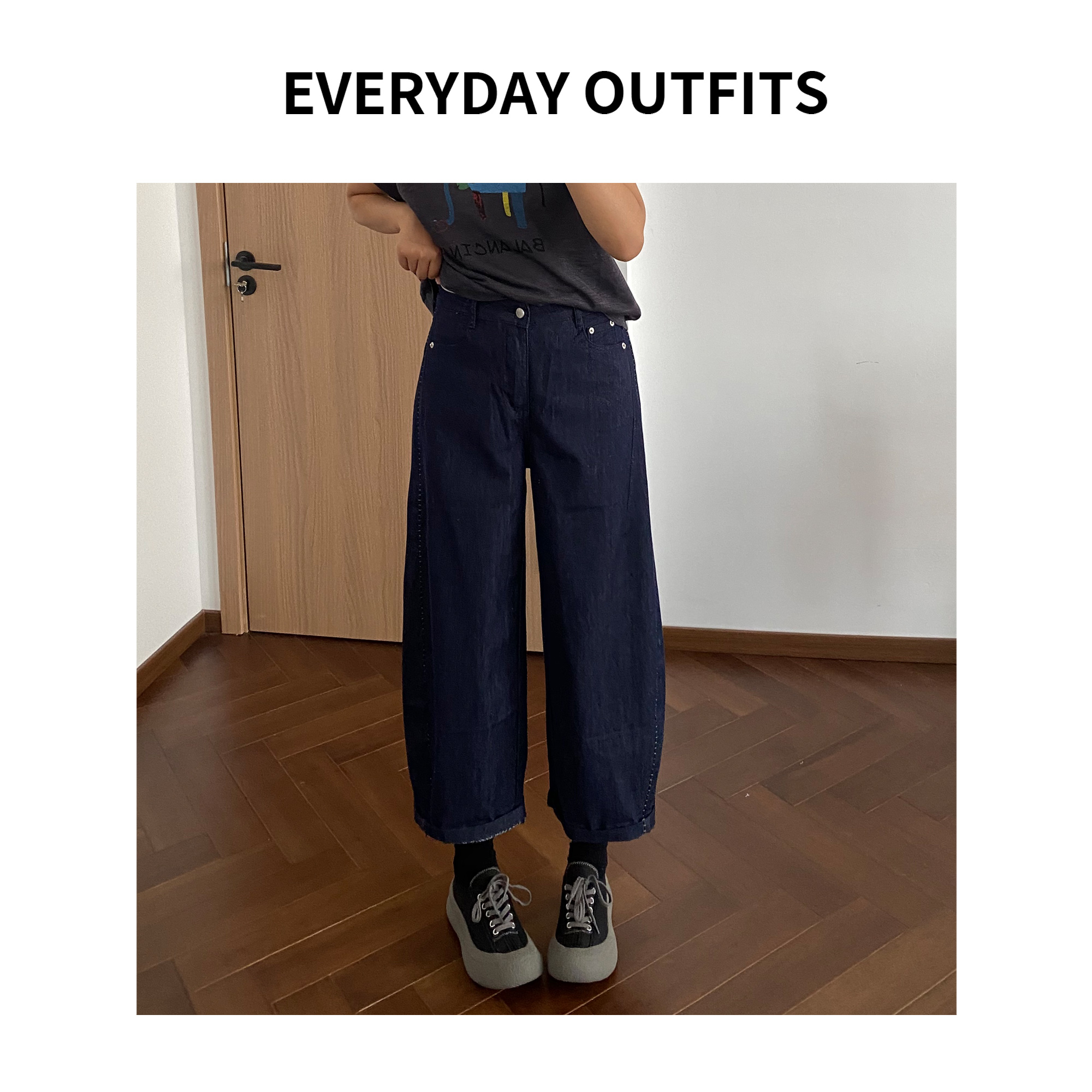 XH-RIDA· 羊角裤5E18显瘦休闲百搭夏季复古宽松 23253