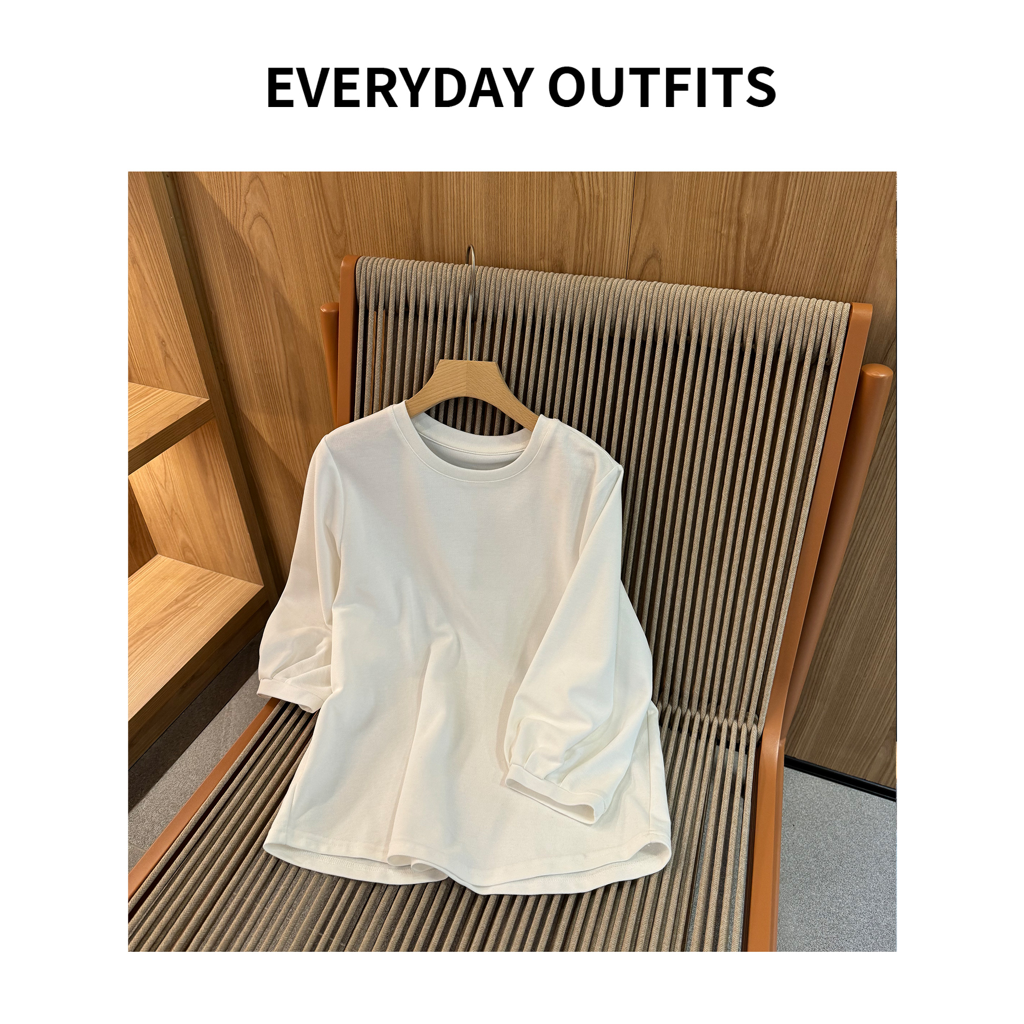 XH-RIDA·极简主义·经典舒适圆领白T09休闲宽松纯色设计感 T2555