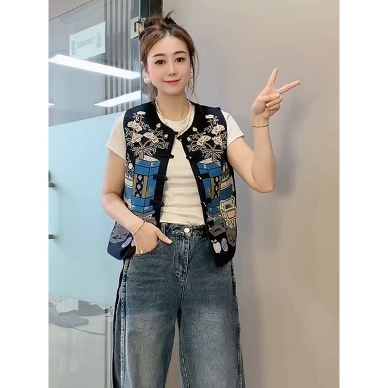 新中式复古刺绣马甲上衣2025春装新款百搭休闲大码重工设计外套女,女装/女士精品,马夹,淘宝优惠券,粉丝福利购,淘宝优惠卷