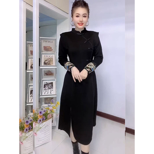 重工高级感套装 旗袍连衣裙2025秋冬新款 国风盘扣刺绣马甲 新中式