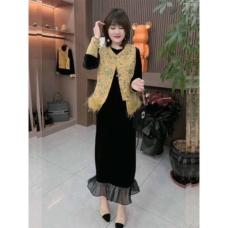 秋冬新款洋气高端贵妇马甲三件套