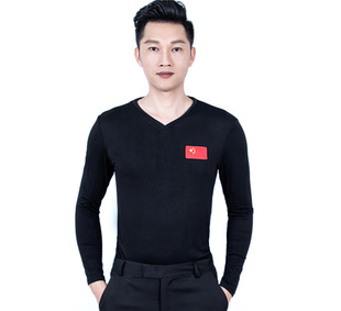 拉丁服摩登广场舞服水兵国标舞蹈练功服T恤衫舞蹈服交谊舞服国旗